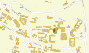 Map indicating where Lazenby Hall is